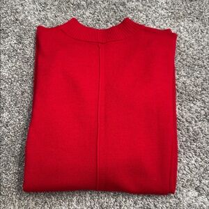 Talbots, Bright Red Tunic mock-neck Merino Wool Sweater, Sz. XS- exc.cond.